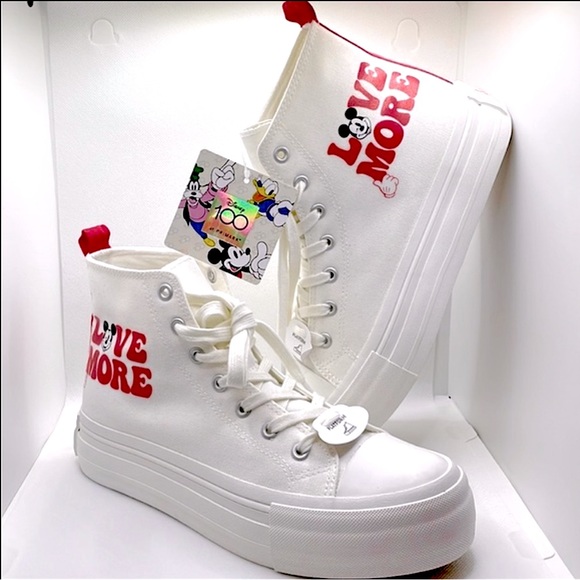 🆕 Disney 100th Anniversary Ltd Ed. Mickey Mouse “Love More” High Top Sneakers - Picture 3 of 8